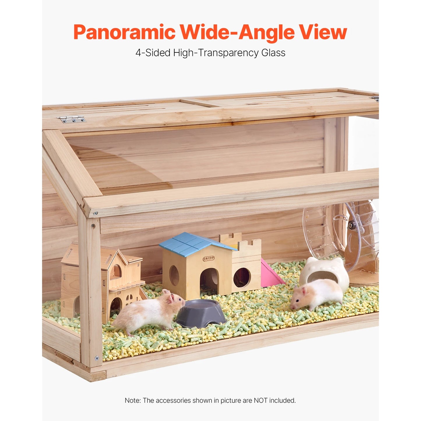 SucceBuy Wooden Hamster Cage 270° Viewing For Small Pets