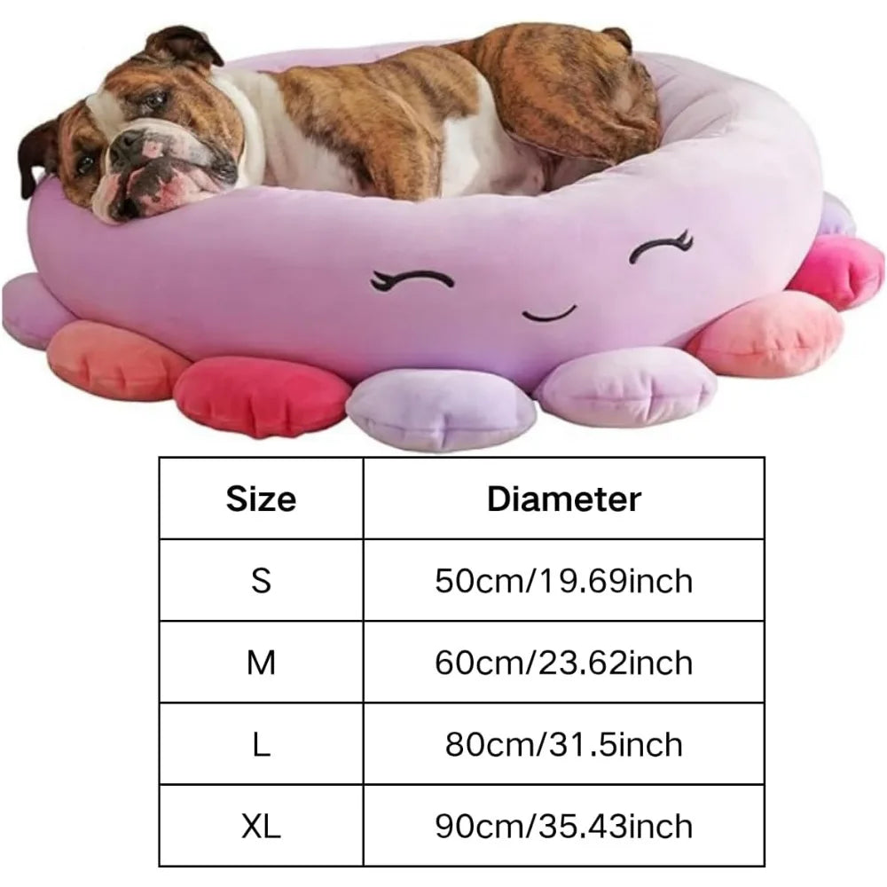 Dog Bed Octopus-Shaped Cotton Boho Style Round Pet Bed