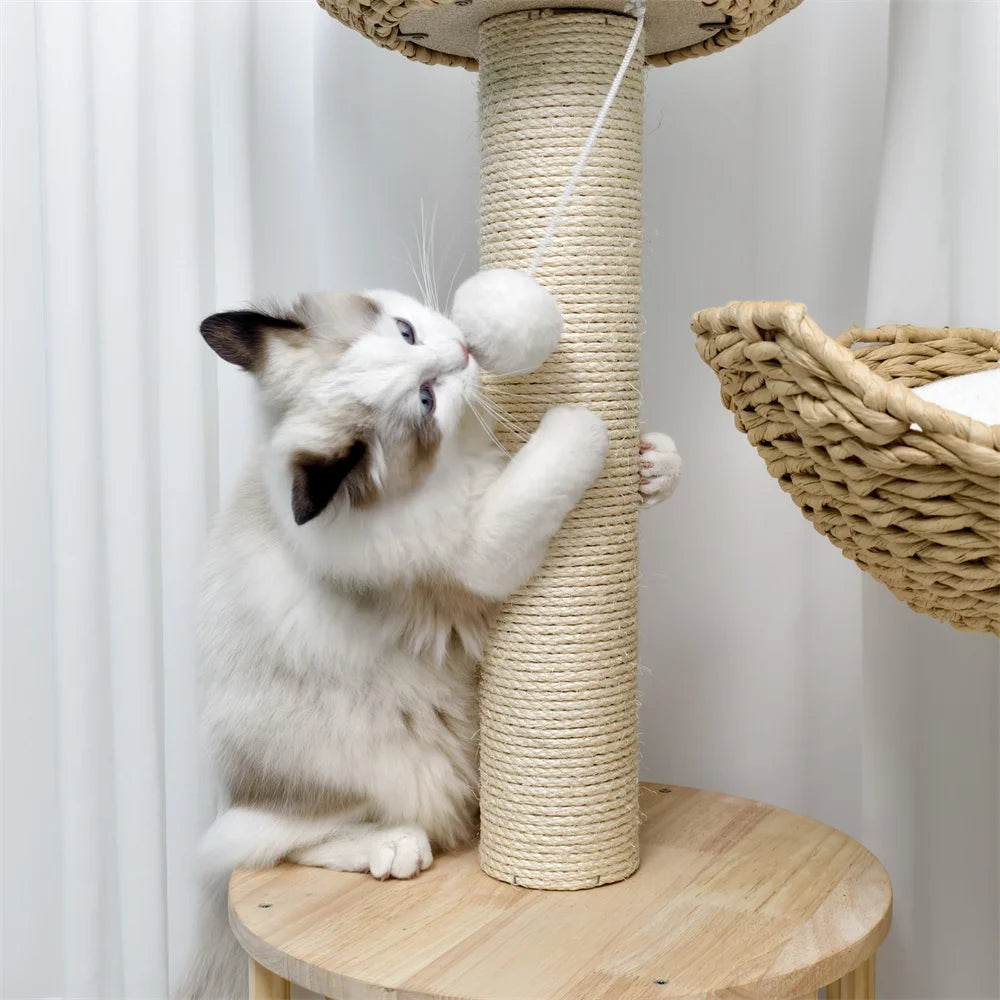 BORWART Cat Tree 3-Tier Padded Plush Napping Perches