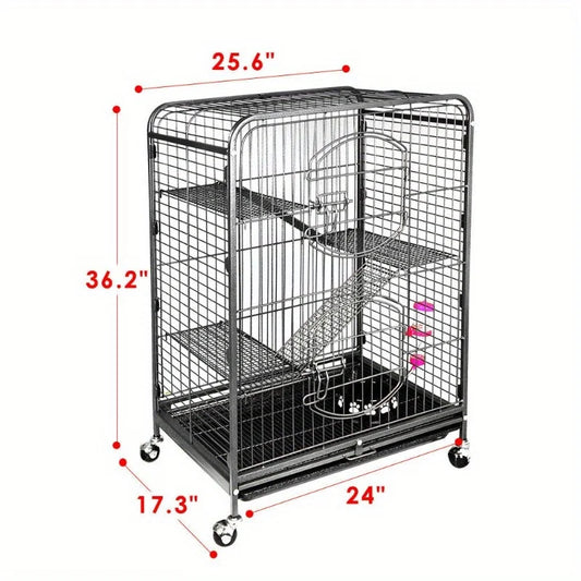 Small Animal Cage 4-Level Iron Wire Frame Durable Multi-Story Habitat