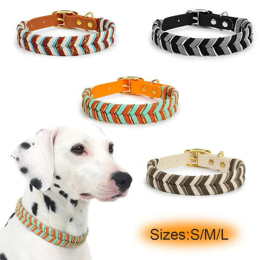 Dog Collar Striped Polyester Blend Reflective Breakaway