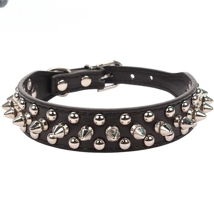 Dog Collar Leather Adjustable Rivet Spiked Punk Style