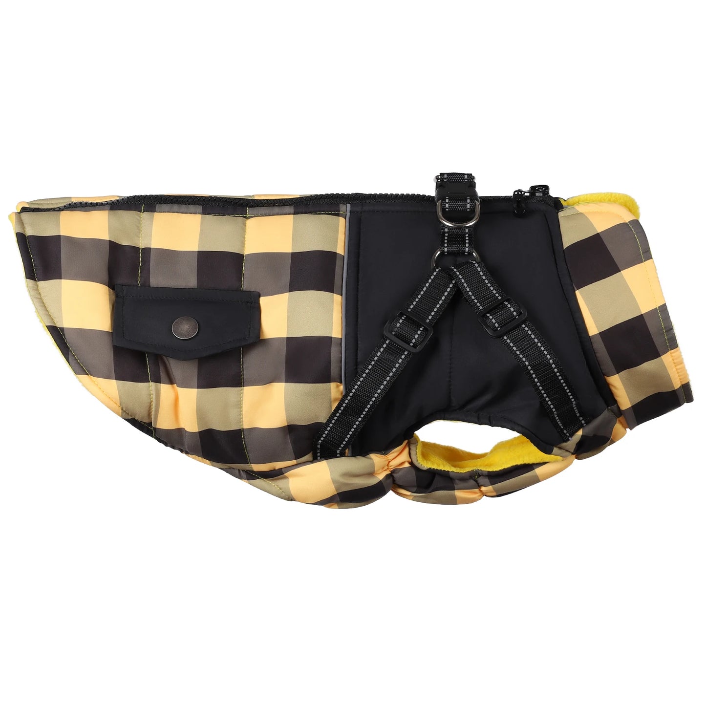 Dog Jacket Plaid Windproof Padded Harness Winter Coat
