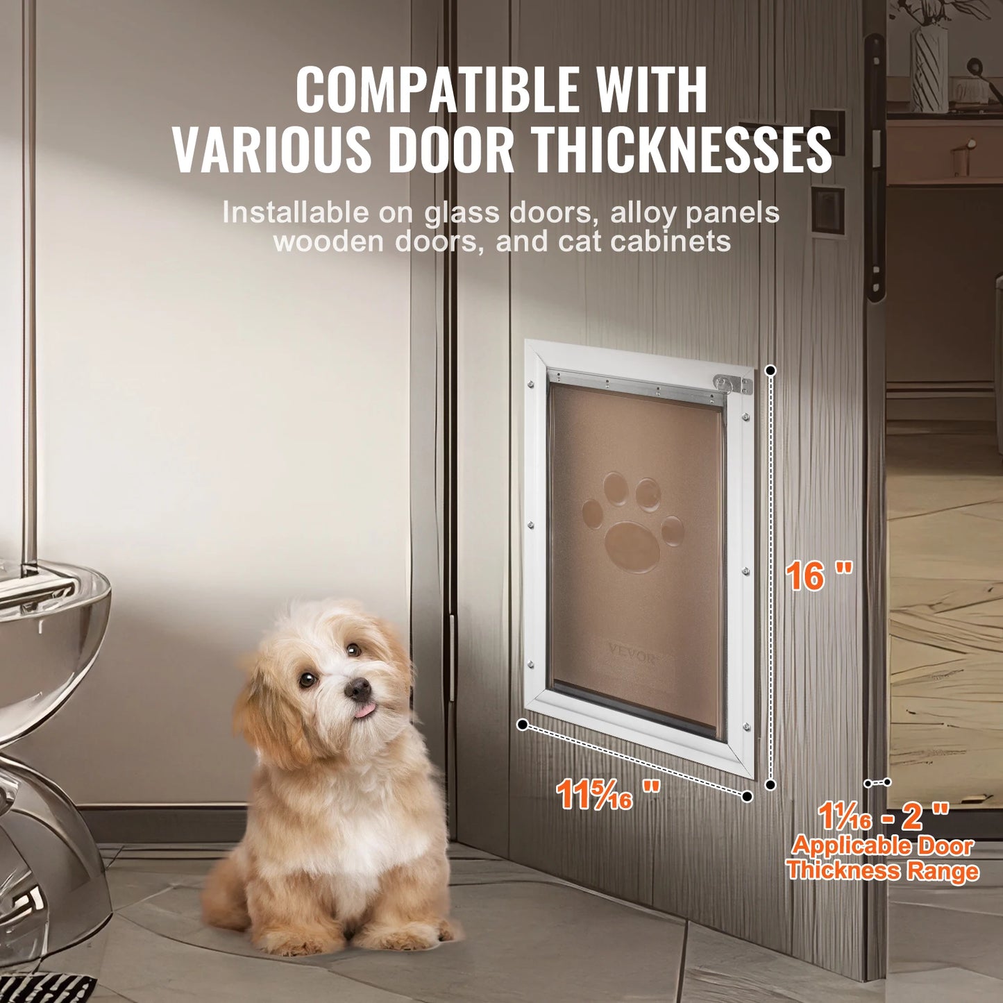 SucceBuy Pet Door Aluminum Frame With Lockable Flap