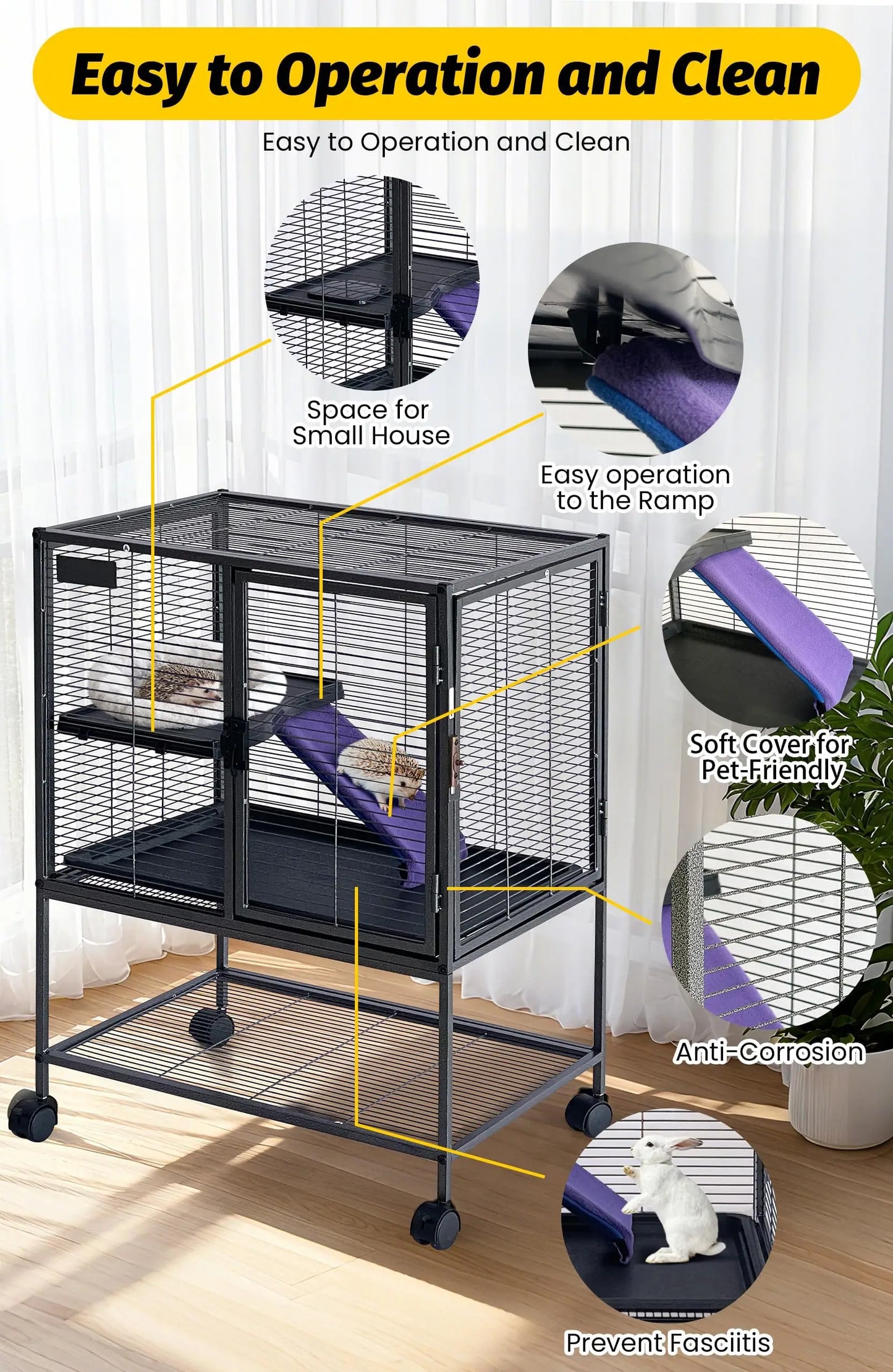 HiMISSCN Multi-Level Small Animal Cage Removable Tray