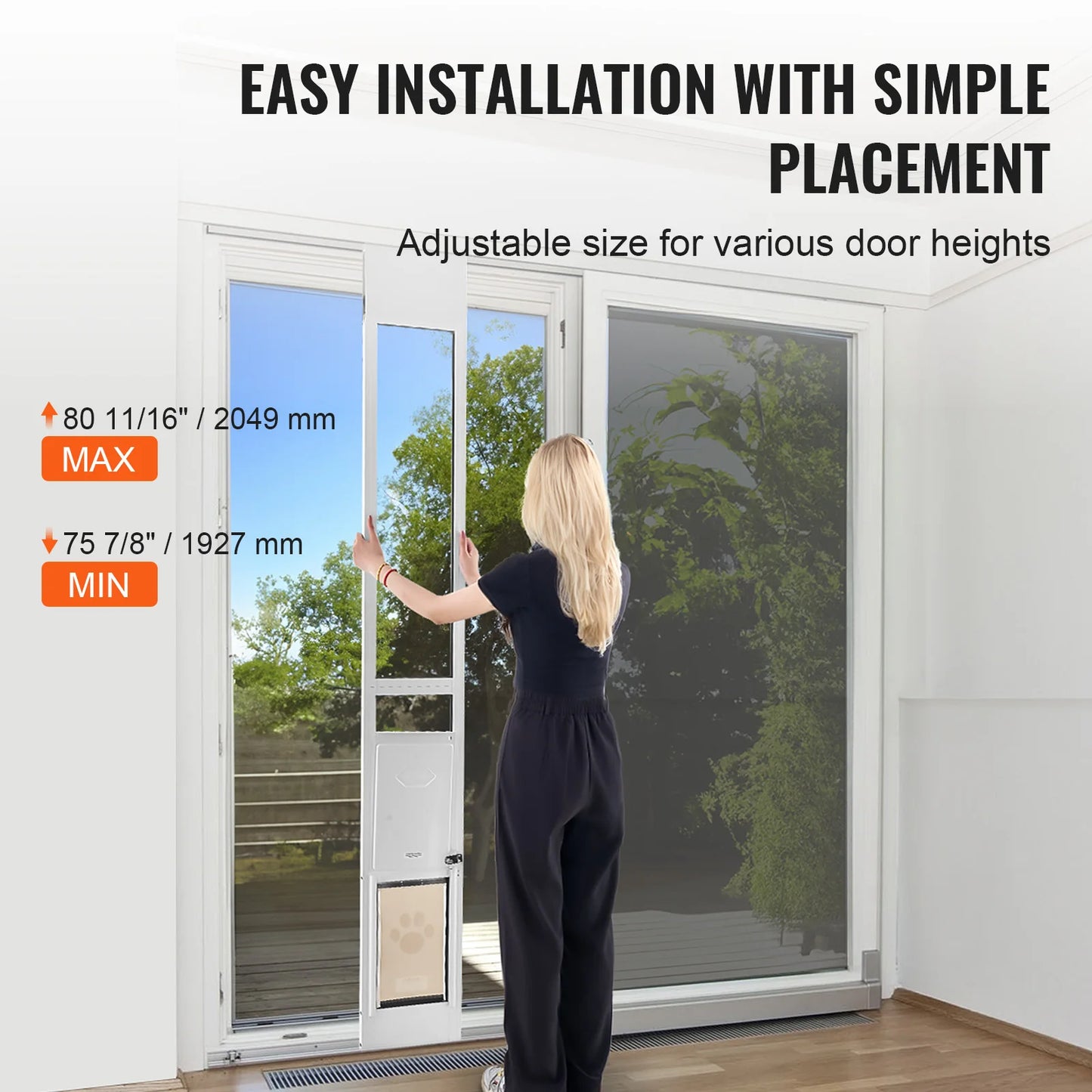 Dog Door Sliding Glass Door Adjustable Height Aluminum Frame