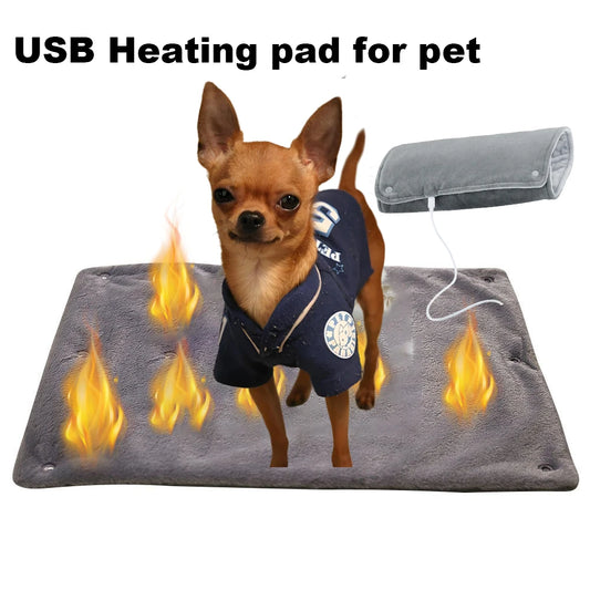 Pet Heating Blanket Corduroy Warmer for Cats and Dogs