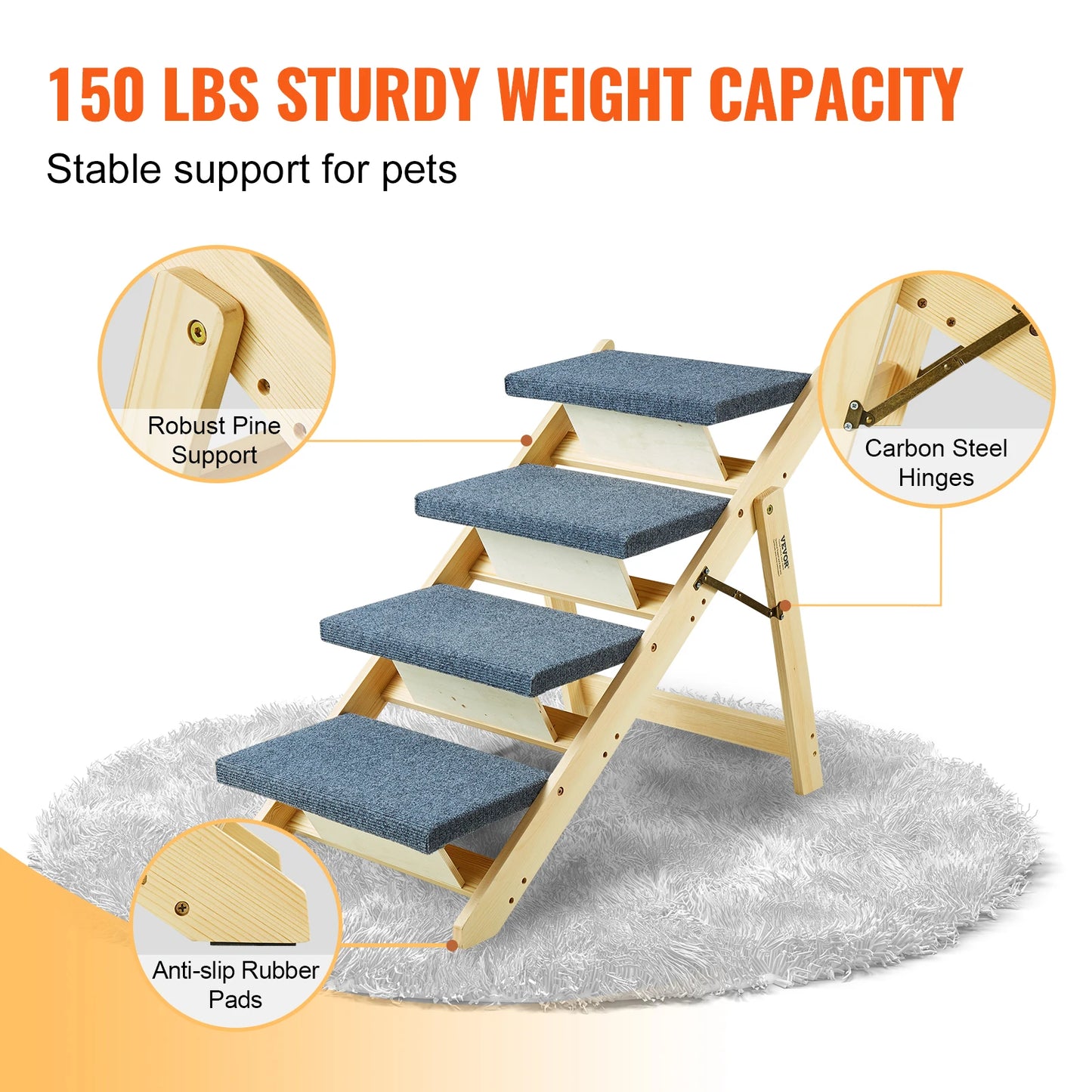 Dog Door Wooden Steps And Ramp TwoInOne Foldable Bed Access