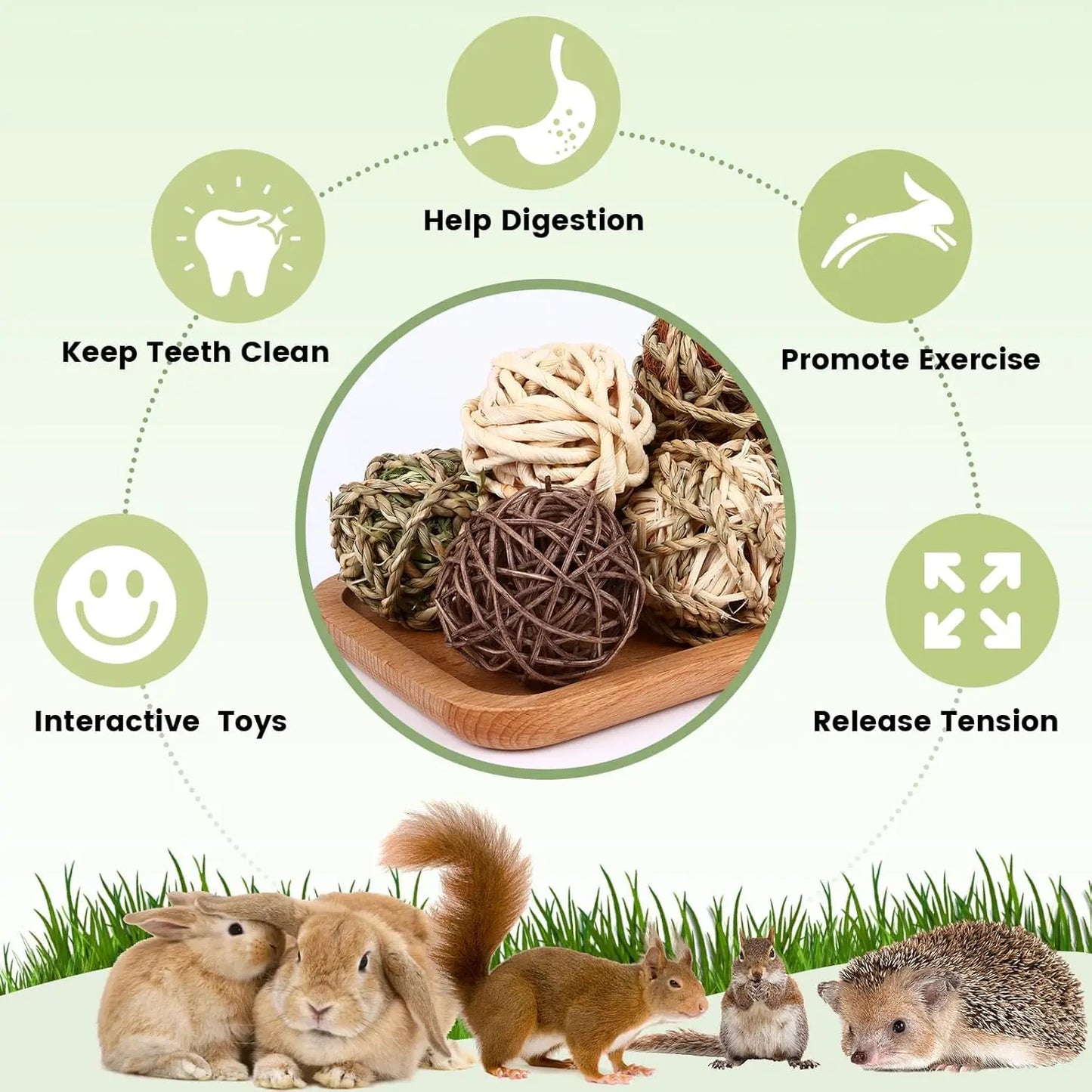 Bunny Chew Grass Balls Hand-Woven Toy For Small Animals
