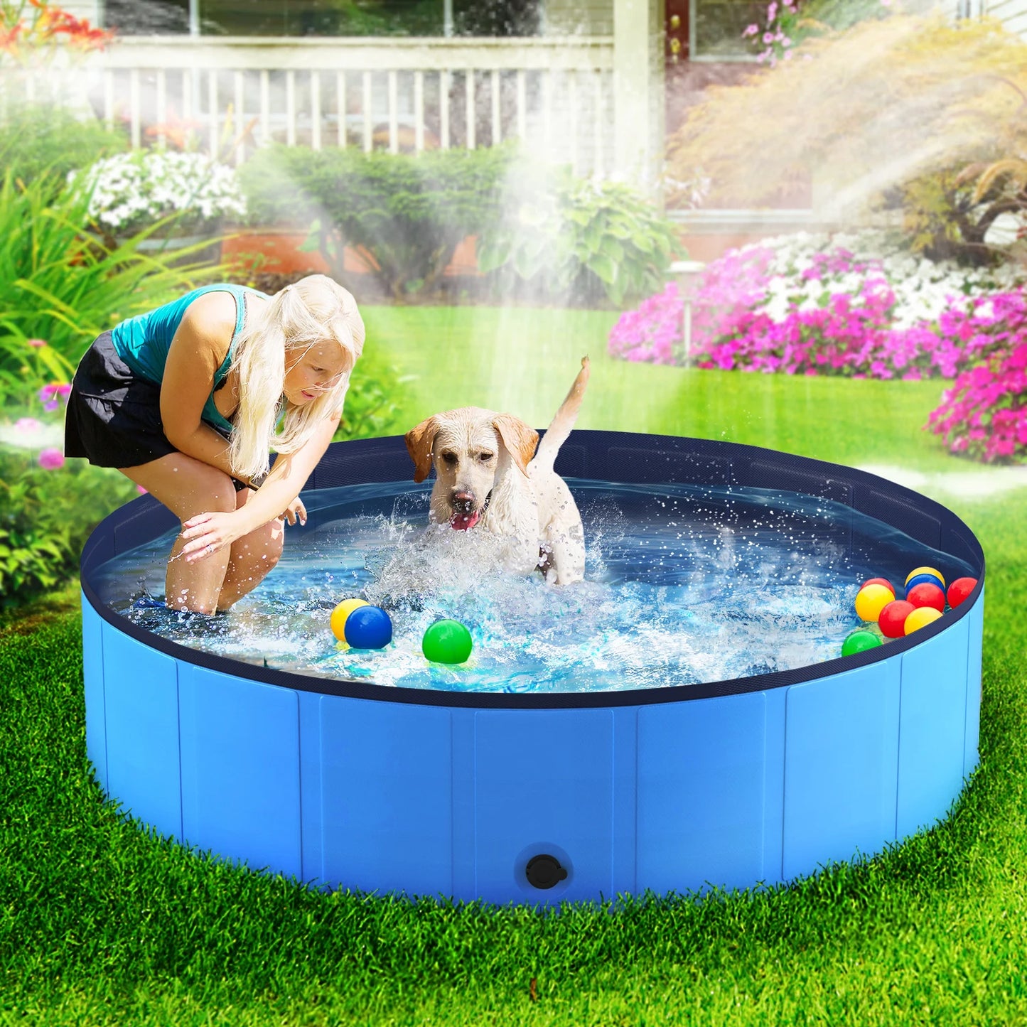 Pet Pool Foldable AllWeatherPVC Bath Tub For Pets Indoor