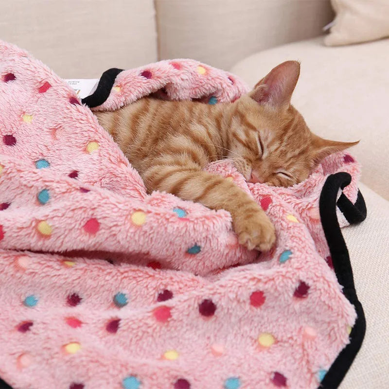 Pet Blanket Soft Coral Fleece Dot Pattern for Cats Dogs