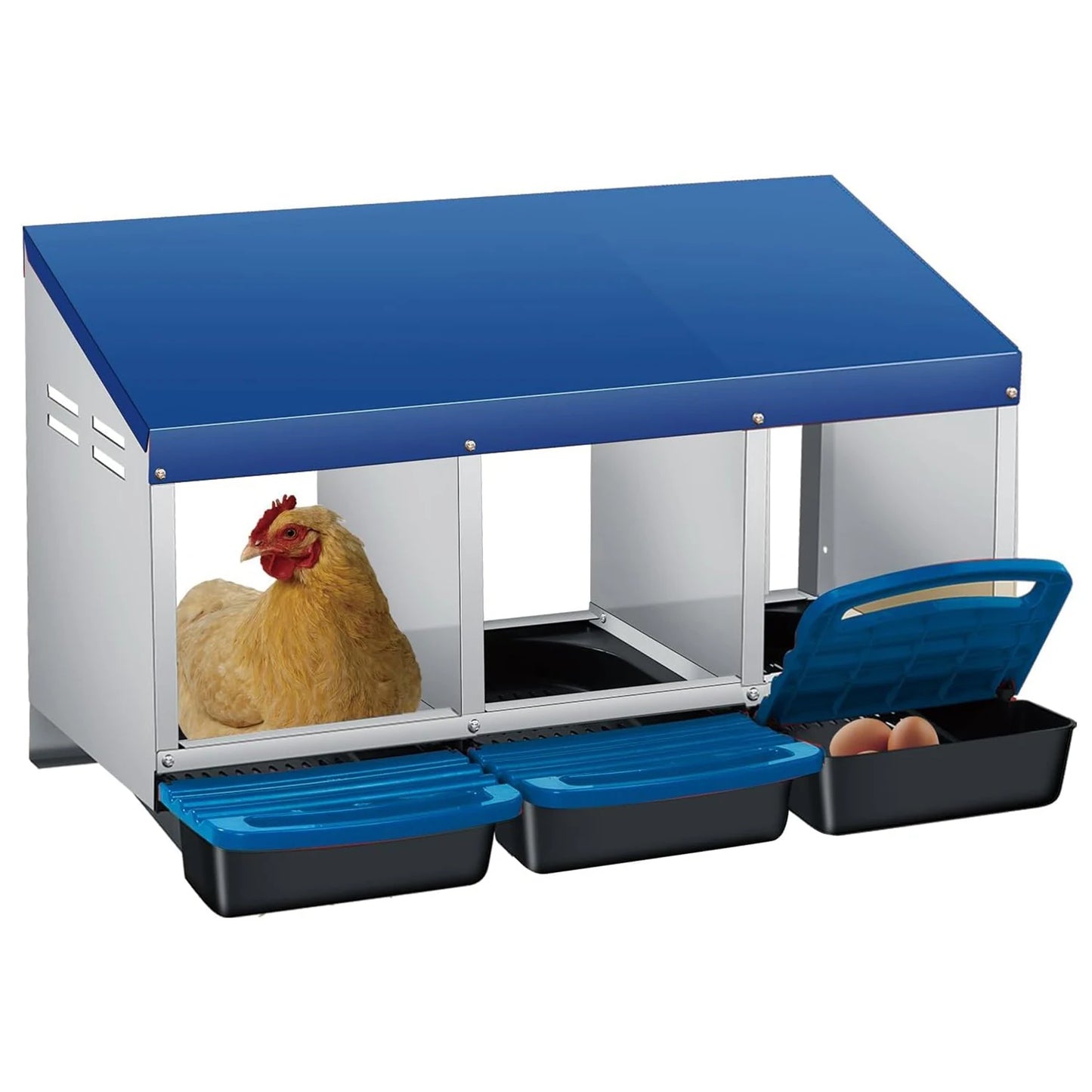 TWISTER.CK Metal Chicken Nesting Box With Auto Egg Roll-Out