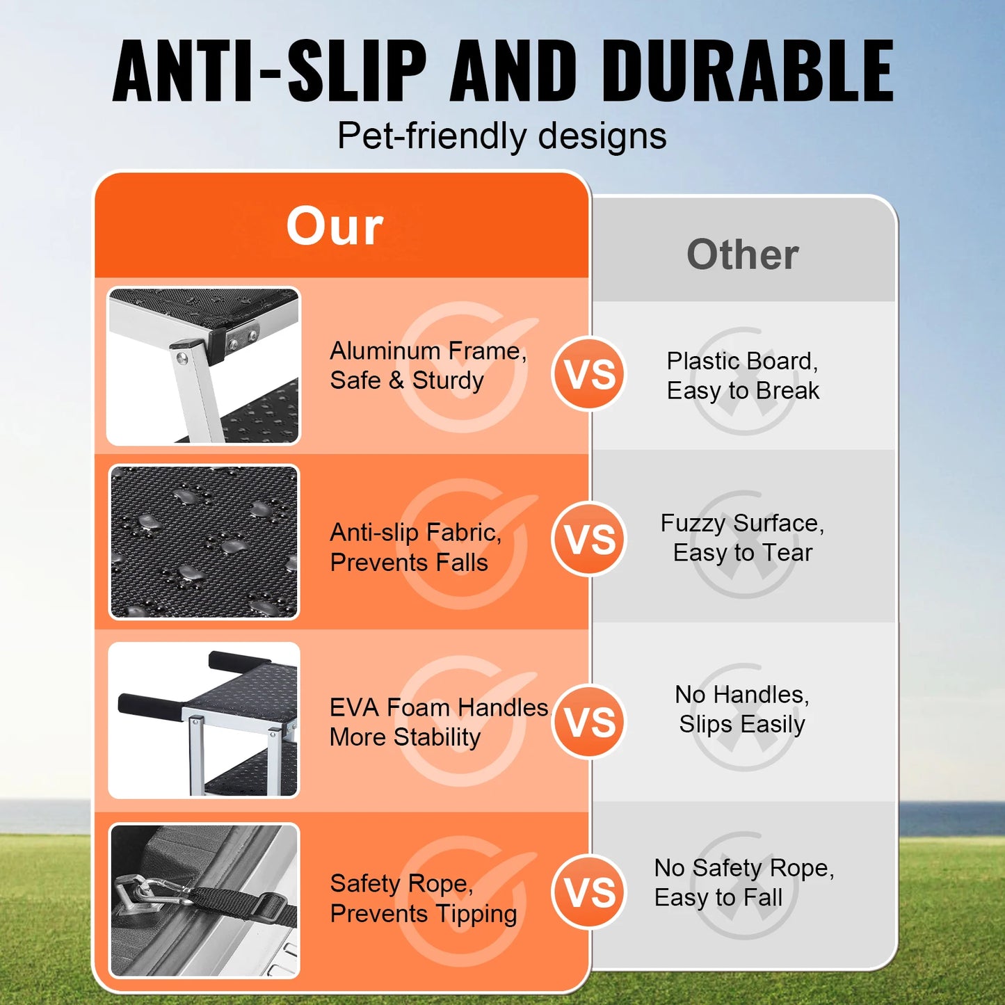 SucceBuy Dog Car Steps Lightweight Aluminum Folding
