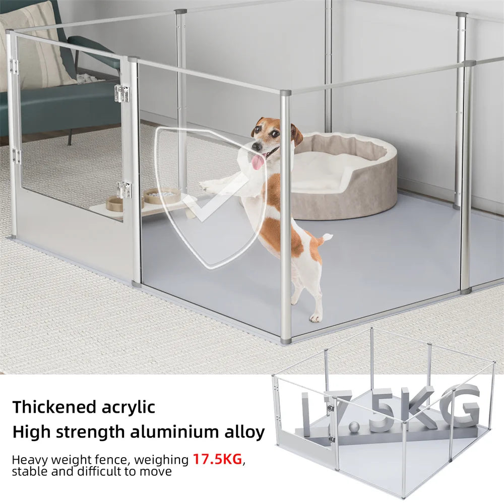 BORWARTH Dog Playpen Acrylic Enclosure For Indoor Use