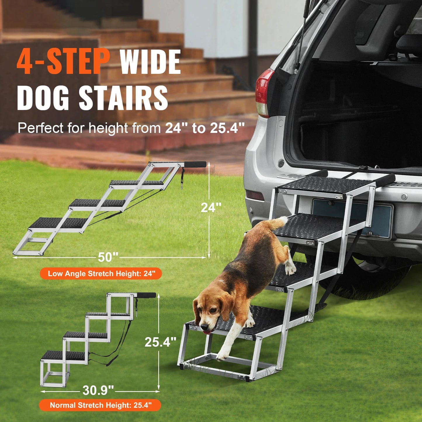 SucceBuy Dog Car Steps Lightweight Aluminum Folding