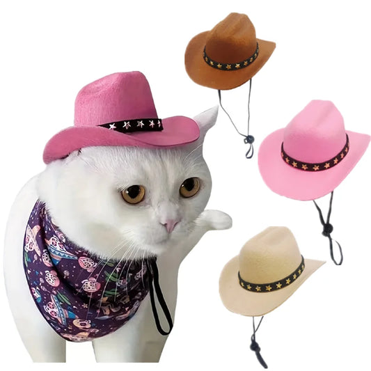 Dog Hat Cowboy Style Polyester Adjustable Top Hat For Pets
