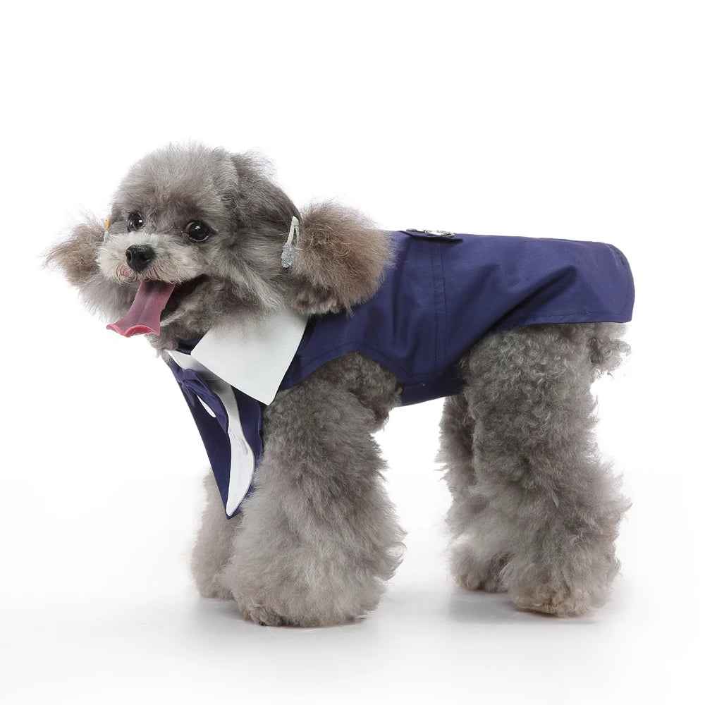 Dog Wedding Tuxedo Costume Polyester Striped Elegant Pet Attire