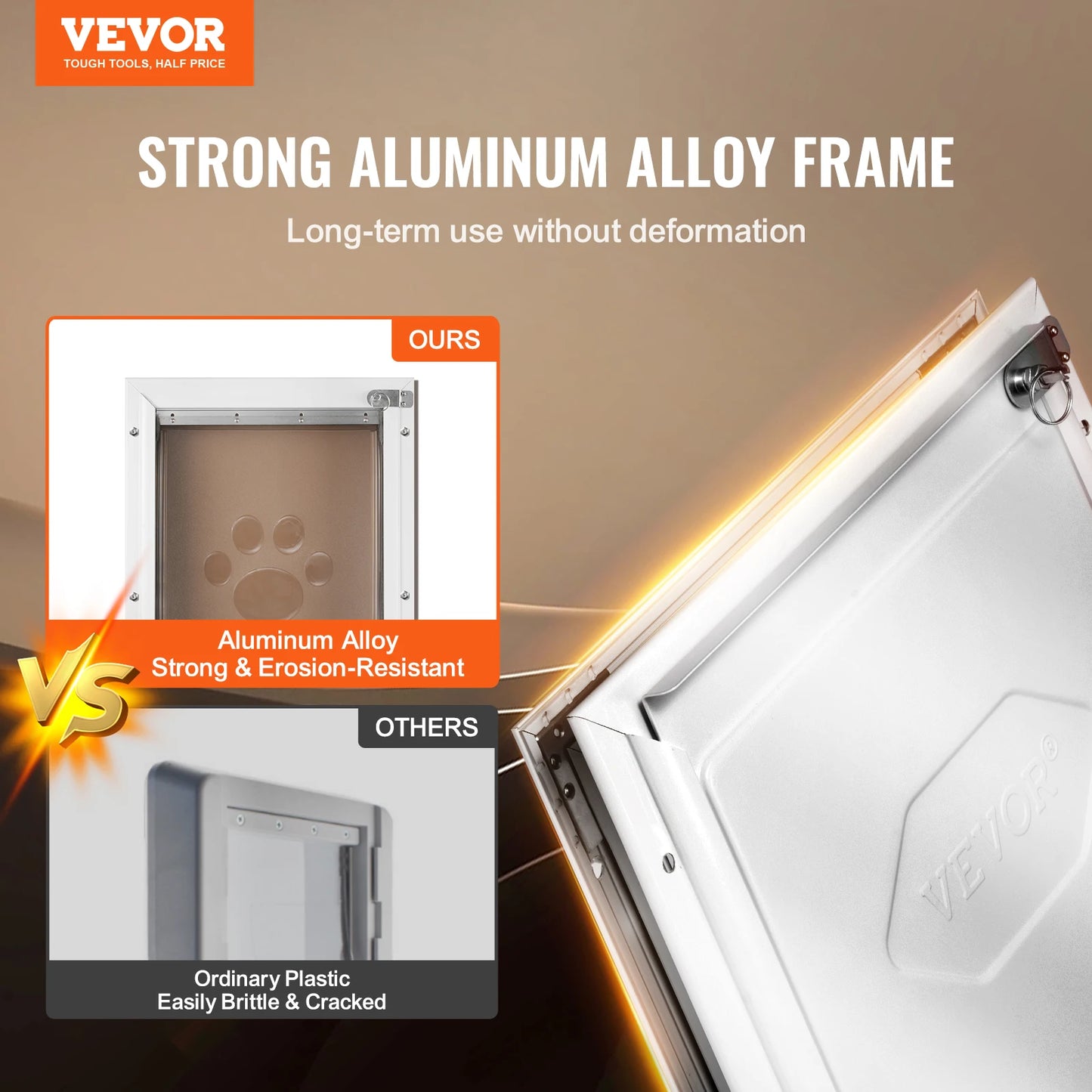 SucceBuy Pet Door Aluminum Frame With Lockable Flap