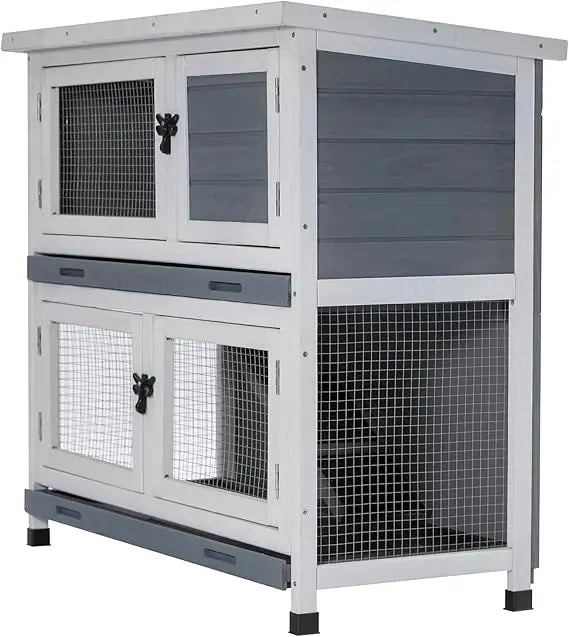 Rabbit Hutch Two-Room Main Chambers Indoor Outdoor