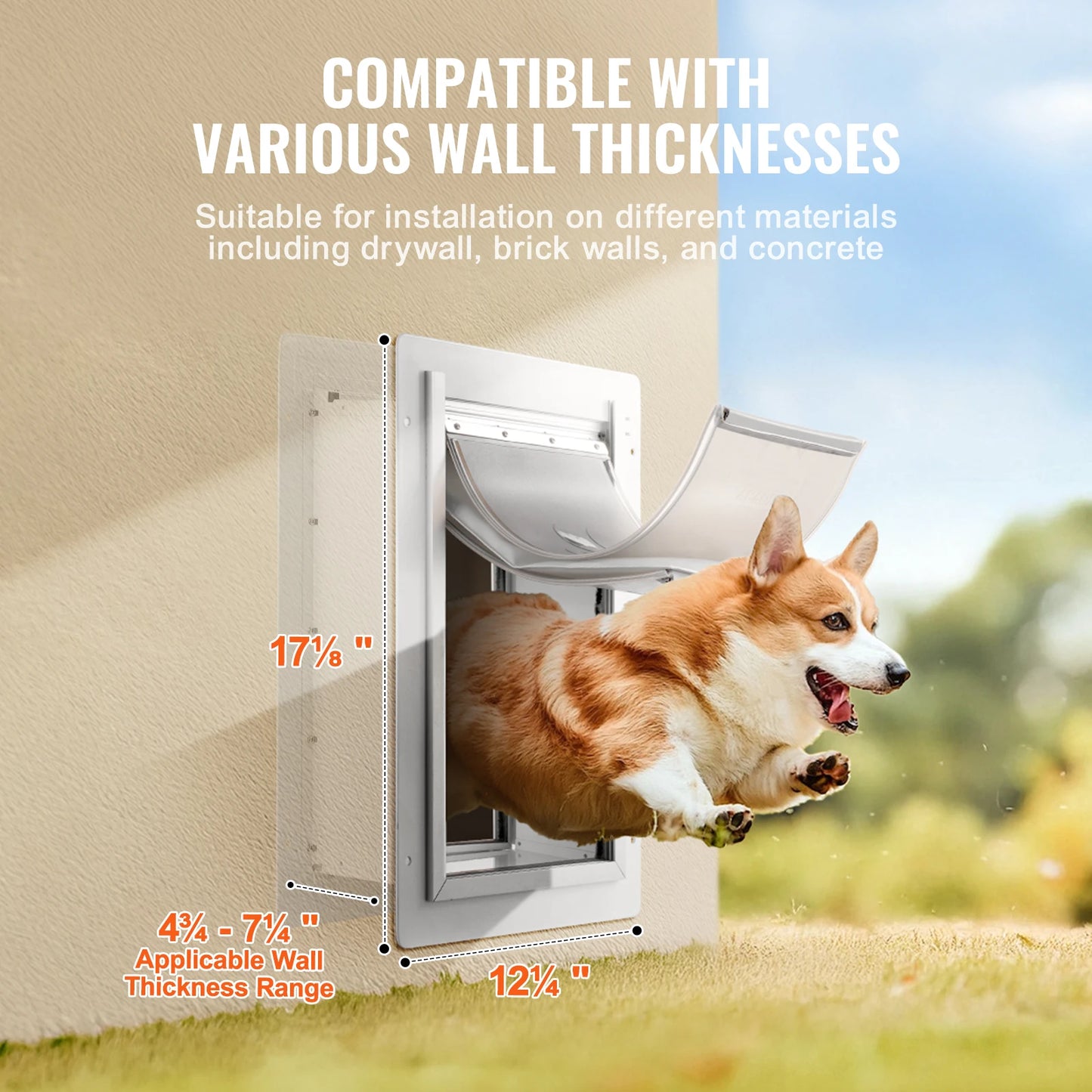 Dog Door Pet Door Metal Frame With Lock Weatherproof