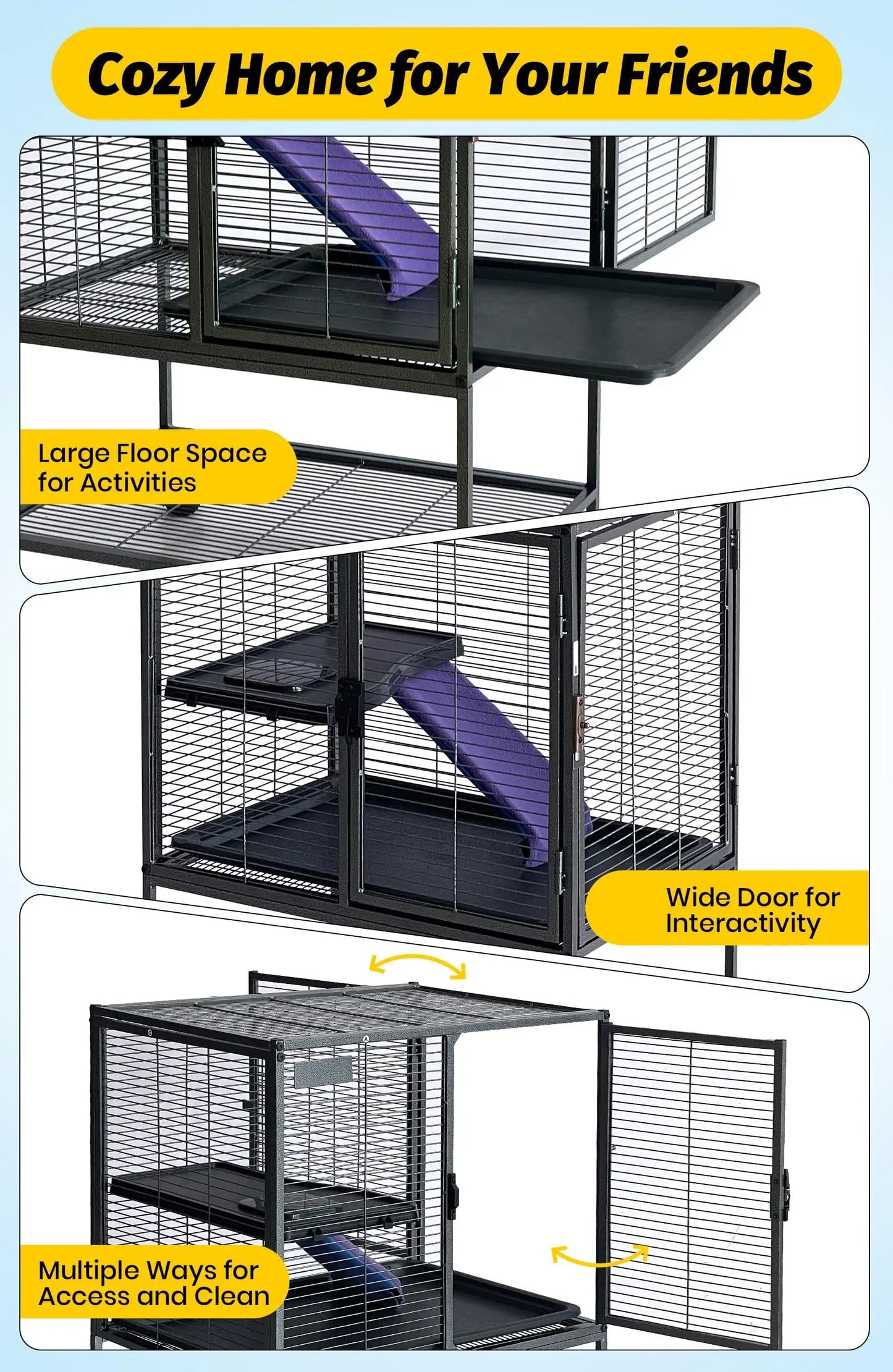 HiMISSCN Multi-Level Small Animal Cage Removable Tray