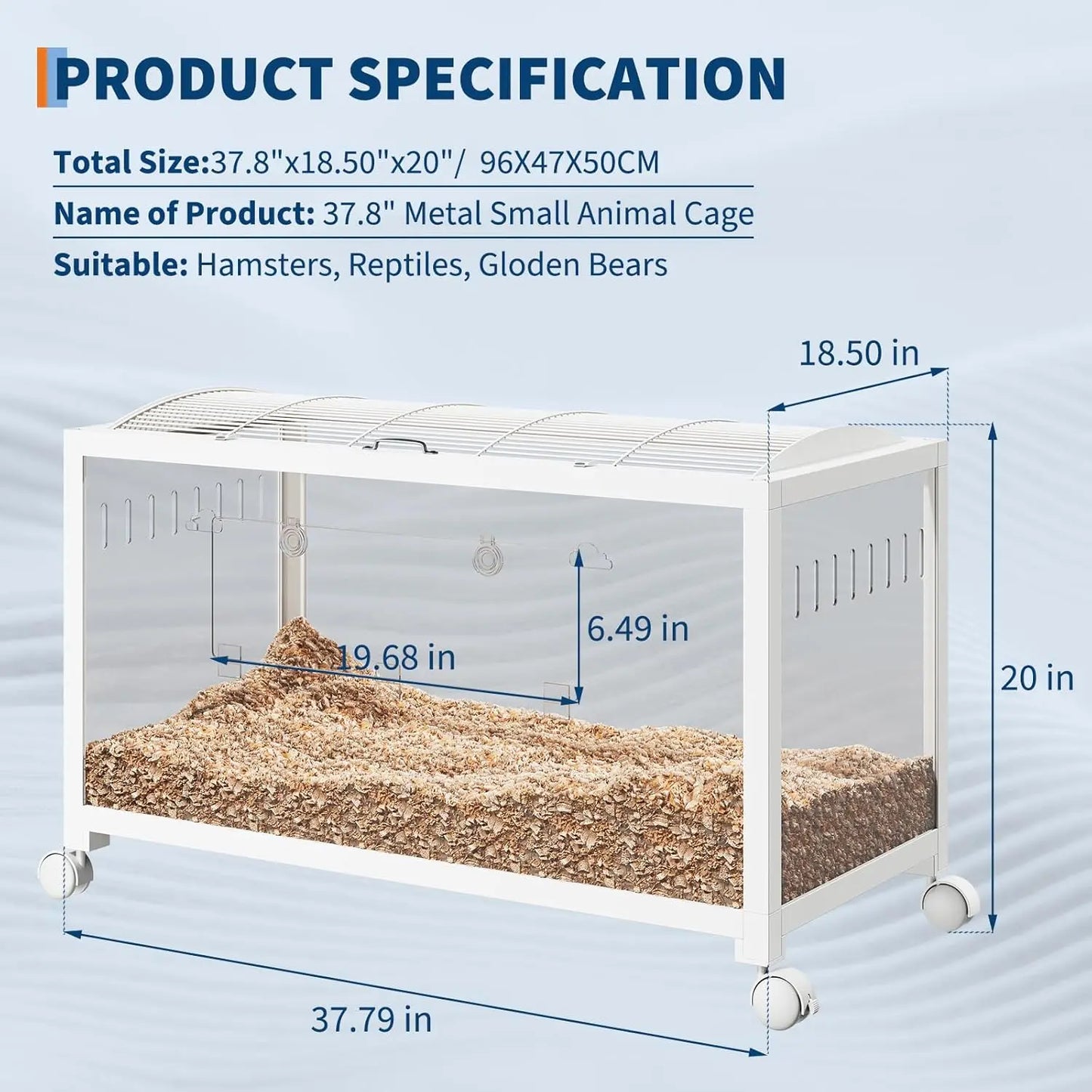 HiMISSCN Metal Rat Cage With Wheels PS Panels Top Opening