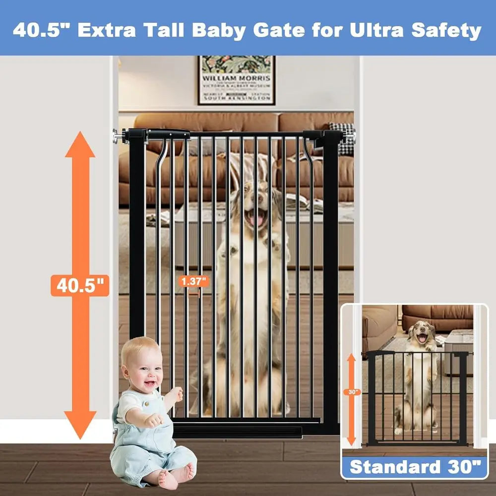 Baby Gate Extra Tall Metal Tension Auto Close Indoor Outdoor