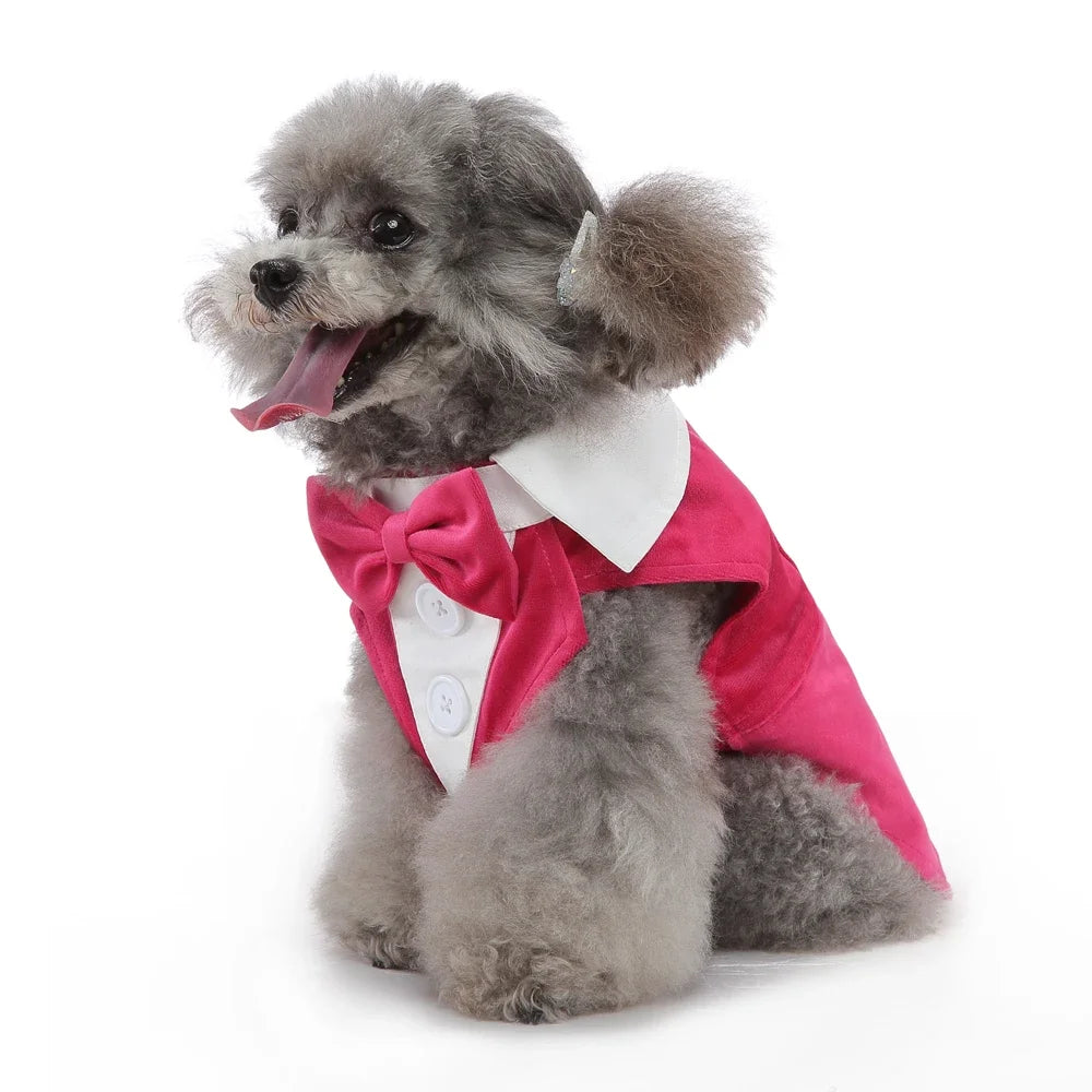 Dog Wedding Tuxedo Costume Polyester Striped Elegant Pet Attire