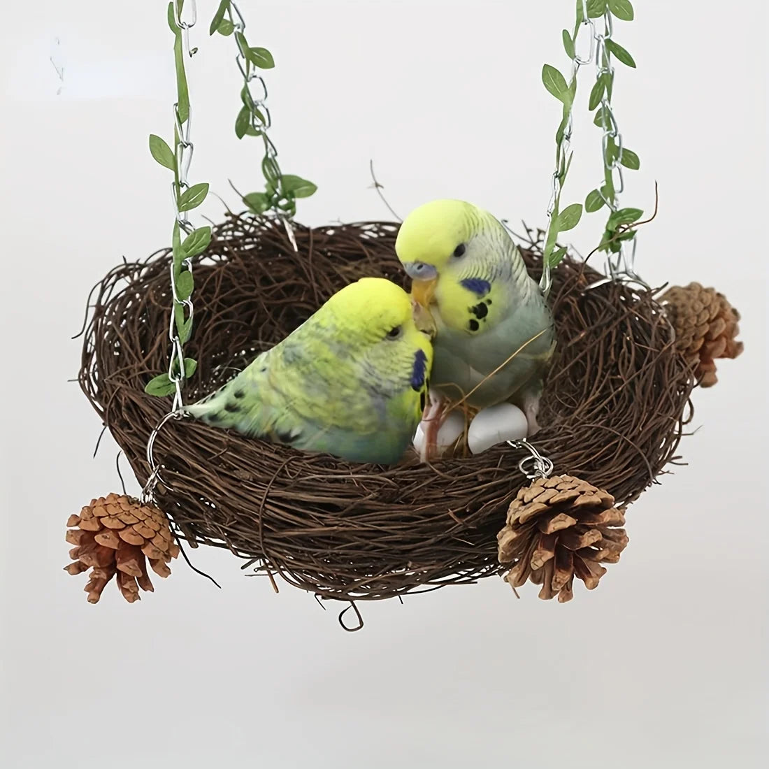 Natural rattan bird cradle - suitable for parrots, parrots, peacocks and small parrots - comfortable perching toys, pet bird