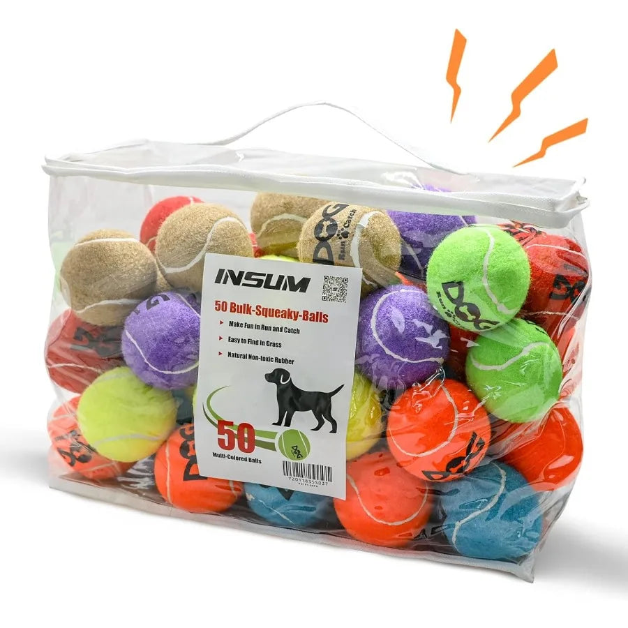 Dog Tennis Balls Squeaky 50 Pack Outdoor Dog Toys Set