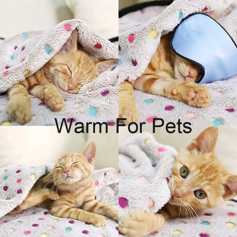 Pet Blanket Soft Coral Fleece Dot Pattern for Cats Dogs