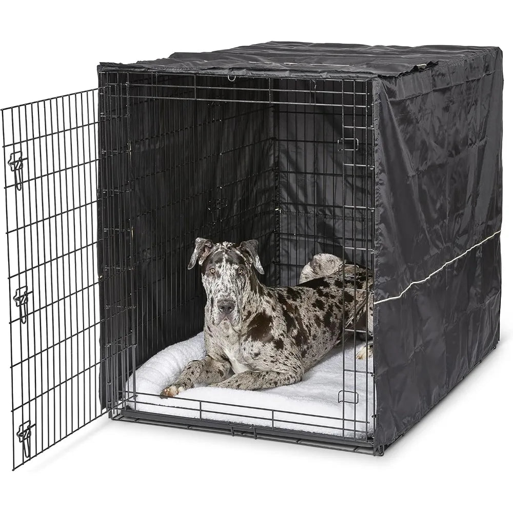 Extra Large Dog Crate Cover, Black Polyester Privacy Kennel for 54-Inch Crates, Machine Washable to Reduce Barking