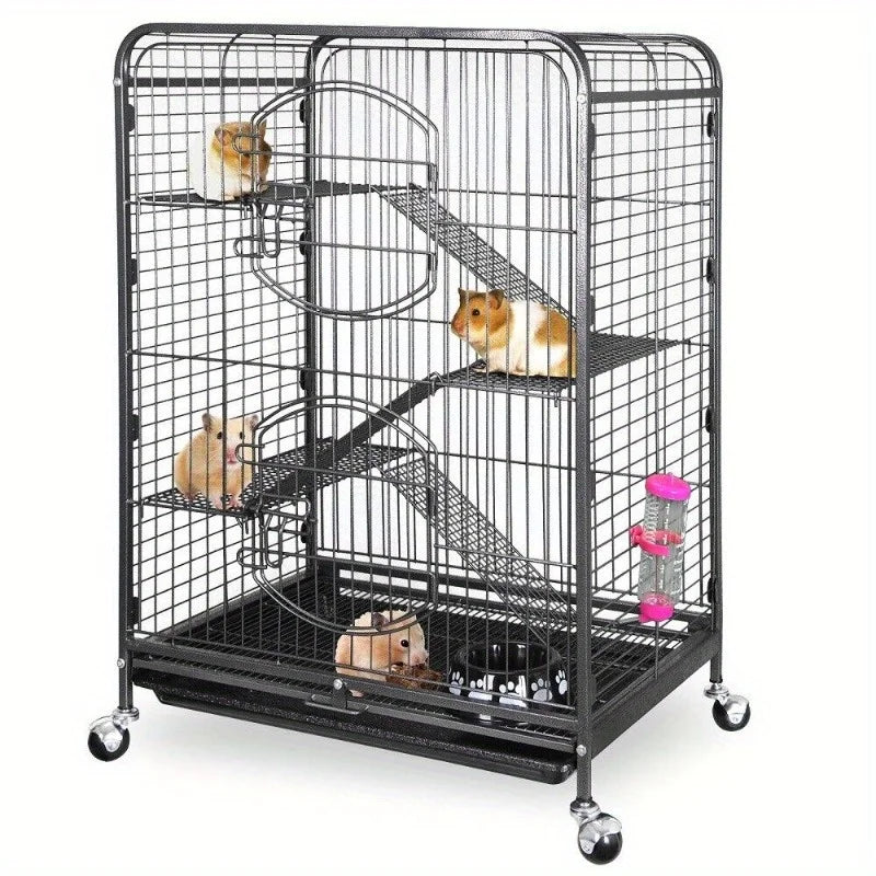 Small Animal Cage 4-Level Iron Wire Frame Durable Multi-Story Habitat