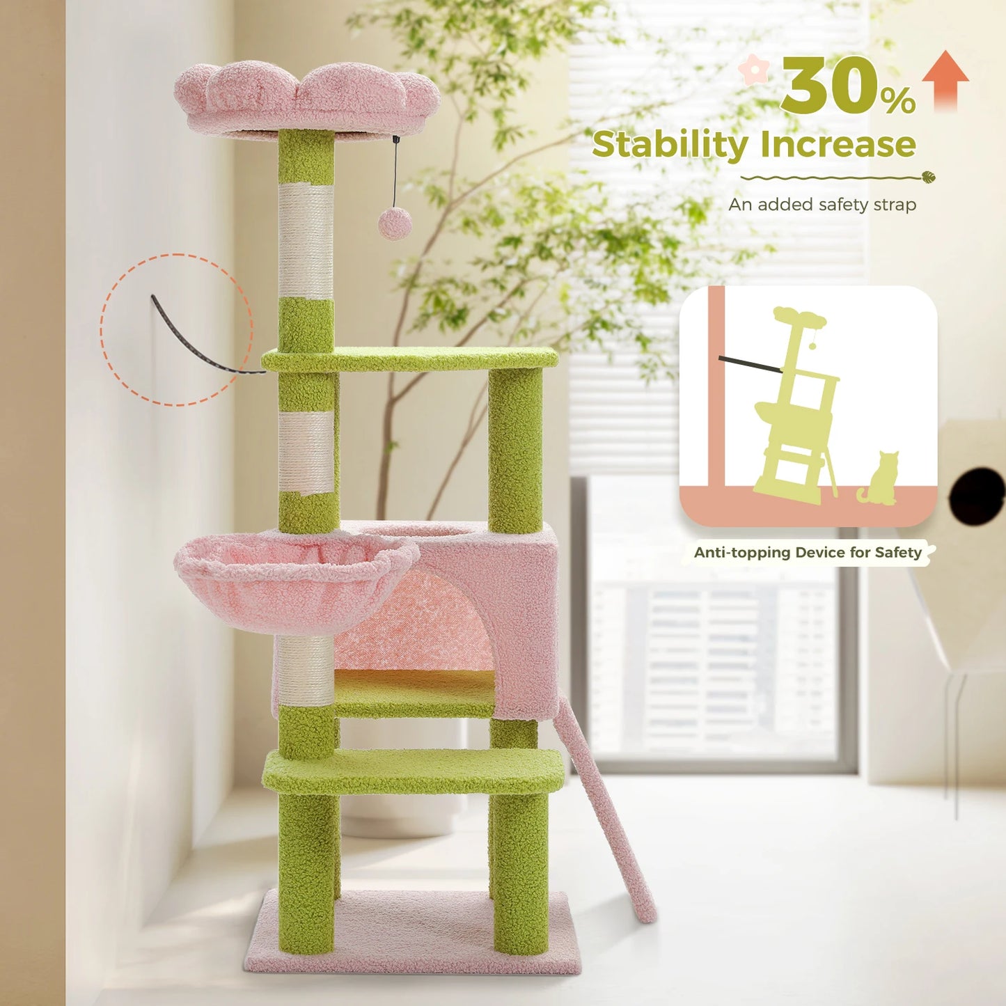 PAWZ Road Flower Cat Tree Multi-Level Sisal Scratching Posts