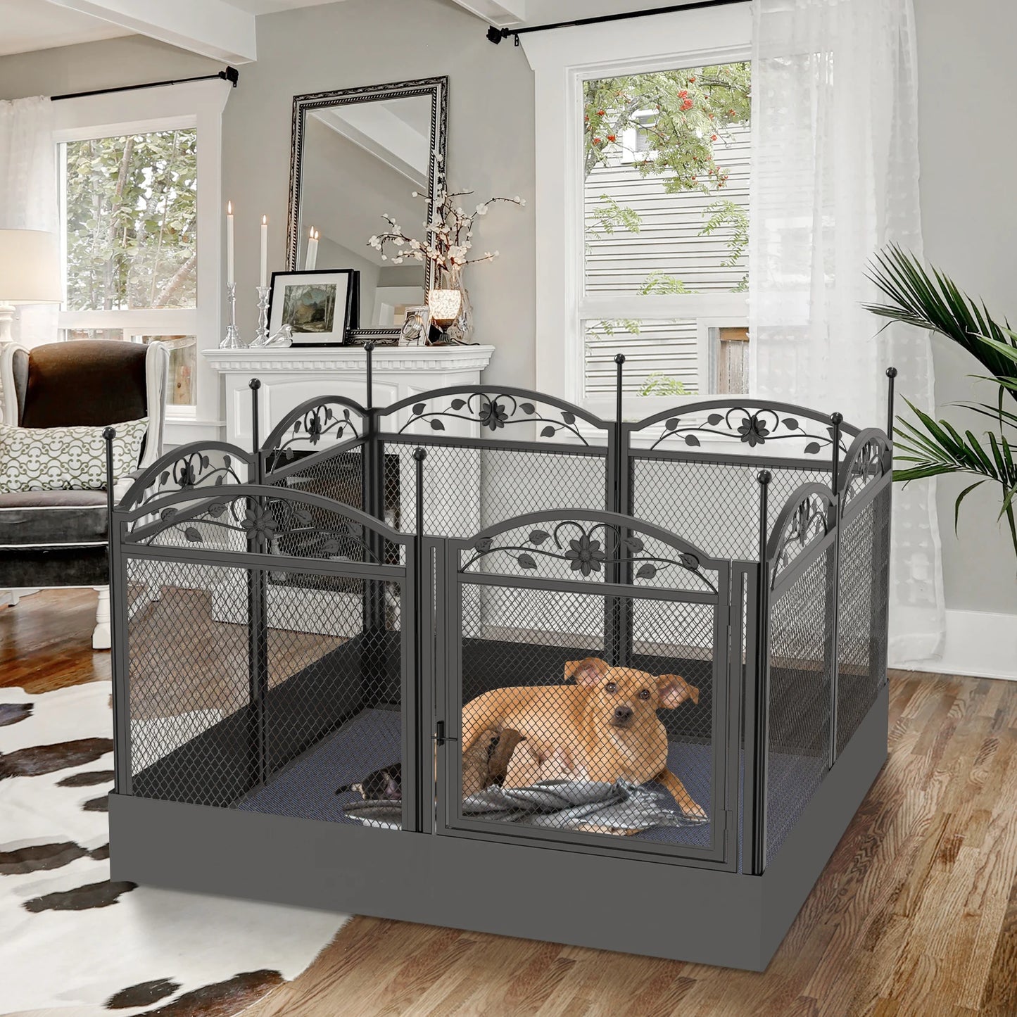 BORWAR Dog Playpen 8-Panel Heavy Duty Iron Enclosure