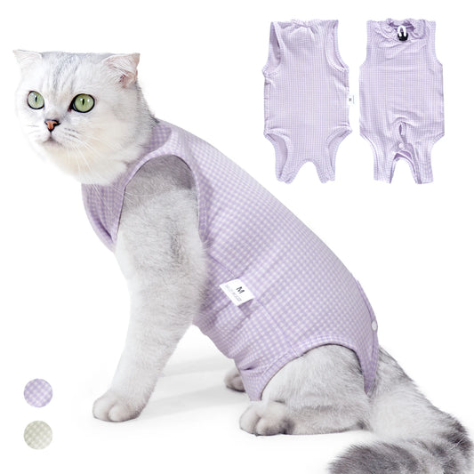 Cat Recovery Suit Plaid Fashion For Postoperative Healing