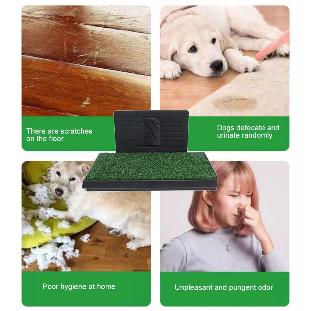 NONE Dog Grass Pad With Large Tray Puppy Turf Potty