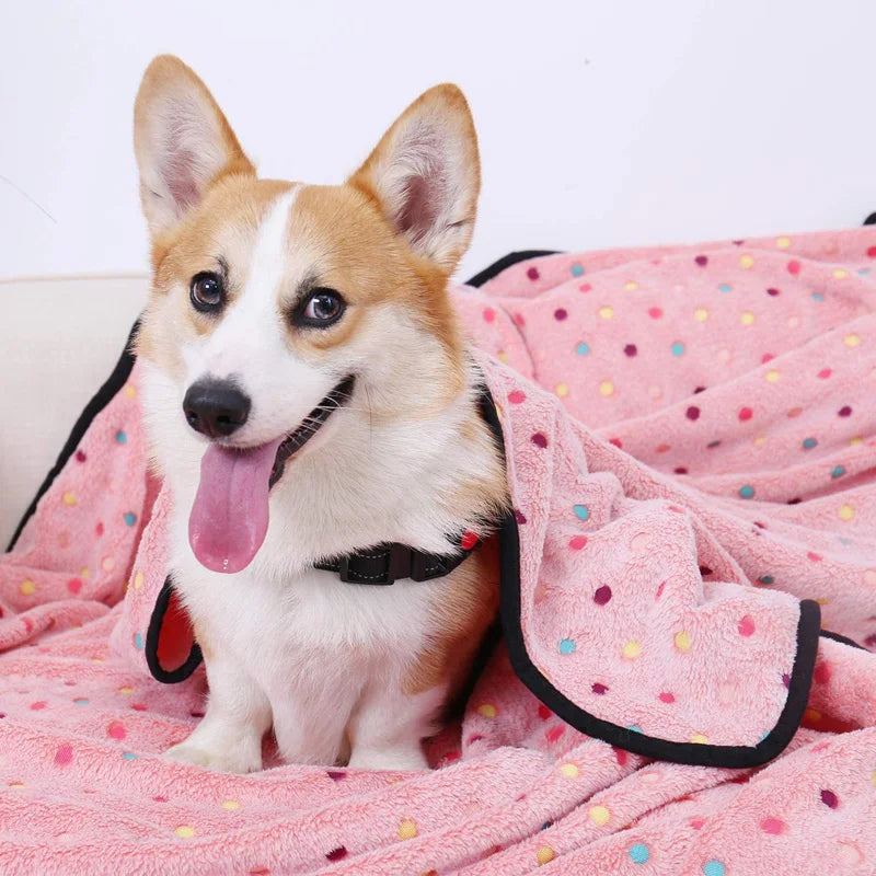 Pet Blanket Soft Coral Fleece Dot Pattern for Cats Dogs