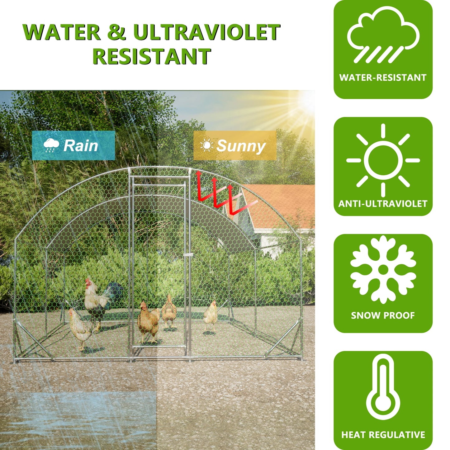 Chicken Coop Iron Walk In Hen House Waterproof UV Cover
