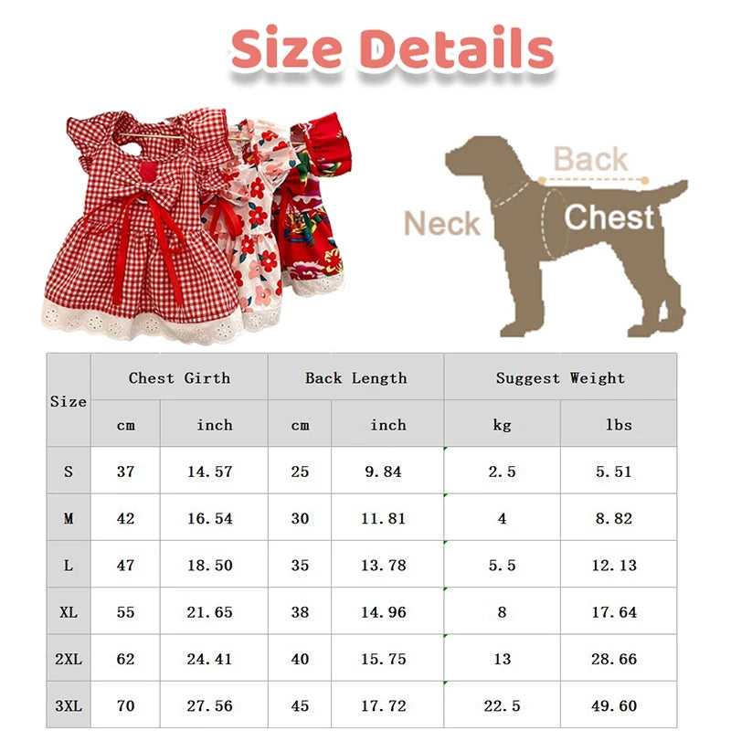 Dog Dress Floral Print Pet Costume For Everyday Wear